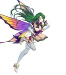 1girl alternate_costume bare_shoulders book boots breasts cape cecilia_(fire_emblem) cleavage dress elbow_gloves fire_emblem fire_emblem:_the_binding_blade fire_emblem_heroes flower full_body gloves gold_trim gradient_clothes green_eyes grey_hair haru_(hiyori-kohal) high_heel_boots high_heels highres holding holding_book leg_up long_hair looking_away medium_breasts non-web_source official_art open_book plant short_dress sleeveless solo thigh_boots thorns transparent_background vines 