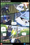 anthro big_ears blue_eyes breasts brown_nose canid canine clothed clothing comic dialogue digital_media_(artwork) duo english_text female forest frown fur grass hair half-closed_eyes hi_res holding_lightsaber holding_object holding_weapon inner_ear_fluff jonan_dane_(siroc) laser lightsaber looking_at_viewer lyra_sovenka_(siroc) male mammal melee_weapon narrowed_eyes open_mouth outside parody patreon patreon_logo plant procyonid raccoon ranged_weapon siroc sky smile smirk speech_bubble standing star_wars tail teeth text thought_bubble tongue topwear tree tuft twitter weapon yellow_eyes 