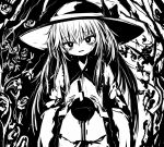  1girl bow bright_pupils buttons collared_shirt crying diamond_button eyeball frilled_shirt_collar frilled_sleeves frills greyscale hands_up hat hat_bow hat_ribbon highres komeiji_koishi long_sleeves looking_at_viewer medium_hair monochrome reverinth ribbon shirt solo third_eye touhou wavy_hair white_pupils wide_sleeves 