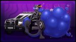  anthro belly big_belly black_car blue_body blue_fur bulge car fur gradient_background grey_body grey_fur machine male open_mouth police_badge police_car predator/prey protogen purple_background simple_background skeletalheart tongue tongue_out vehicle vore yellow_eyes 