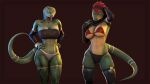  anthro breasts clothed clothing digital_media_(artwork) duo female hair jewelry lizard lizard_(petruz) looking_at_viewer petruz petruz_(copyright) reptile scalie snake snake_(petruz) tongue widescreen 