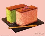  artist_name cake castella_(food) dessert english_text flower food food_focus haruna_macpro highres no_humans original pink_background plate souffle_(food) sparkle sweets 