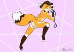  absurd_res animal_genitalia anthro anus canid canine fox genitals hi_res leash leash_pull male mammal raposanaranja solo spread_anus spreading 