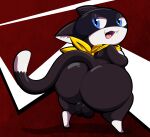  absurd_res anthro atlus backsack balls big_butt butt clothing crossed_arms domestic_cat felid feline felis genitals hi_res looking_at_viewer looking_back male mammal megami_tensei megami_tensei_persona morgana_(persona) sega solo tepigfan101 