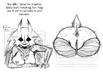  anthro anus areola big_breasts big_butt black_sclera breasts butt cheek_tuft chest_tuft dialogue facial_markings facial_tuft female front_view genitals ghost grey_areola grey_nipples head_markings hi_res imminent_sex kon_(scared_bum) markings nanodude78 nipples pussy rear_view red_eyes simple_background sleep_paralysis_demon smile solo spirit striped_body stripes stuck television text thick_thighs thought_bubble through_wall tuft white_background wide_hips 