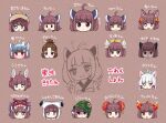  +_+ 1girl :3 @_@ ahoge akita_komachi_(rice) alternate_hair_color animal_ears animal_hood beads bent_v black_horns blade blunt_bangs bright_pupils brown_background brown_hair bun_cover cat_ears character_name chibi closed_mouth colored_skin combat_helmet commentary_request cosplay double_bun double_v earmuffs emuesukei fang feather_hair_ornament feathers fiery_hair flying_sweatdrops forehead fox_ears gradient_hair grey_skin hair_beads hair_bun hair_ornament hair_stick halo hammerhead_shark headgear helmet highres hood horns ichimegasa japanese_clothes jitome kemonomimi_mode kimono light_blush looking_at_viewer mask mask_on_head multicolored_hair multiple_views namahage nervous nervous_smile nhk_(voiceroid) open_mouth prototype_design rabbit_ears red_eyes shark_hood short_hair simple_background skin_fang smile smirk snowman_on_head solid_oval_eyes star_(symbol) star_in_eye symbol_in_eye tentacle_hair tilted_headwear tongue tongue_out touhoku_itako touhoku_itako_(cosplay) touhoku_kiritan translation_request twintails v v-shaped_eyebrows voiceroid wavy_mouth white_hair white_pupils 