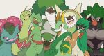  antennae black_eyes brown_eyes chesnaught colored_sclera decidueye fangs furry grey_background kiirono looking_at_viewer meganium no_humans open_mouth orange_eyes pokemon pokemon_(creature) red_eyes rillaboom sceptile serperior simple_background torterra tree venusaur yellow_eyes yellow_sclera 