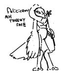  anthro avian beak bird breasts capcom digitigrade feathers felicicrow female monochrome monster_hunter nude plant small_breasts solo theenyface unfinished 