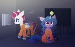  ball belka-sempai blue_body blue_eyes blue_feathers blue_hair blue_mane blue_tail chain cuff_(restraint) duo equid equine eyelashes feathers female feral folded_wings fur hair handcuffs hasbro hooves horn izzy_moonbow_(mlp) leg_tuft long_hair long_mane mammal mane metal_cuffs mlp_g5 multicolored_body multicolored_feathers multicolored_hair multicolored_mane multicolored_tail multicolored_wings my_little_pony pegasus pink_hair pink_mane pink_tail prison prison_uniform prisoner purple_body purple_eyes purple_feathers purple_fur restraints sitting tail tennis_ball tuft underhoof unicorn white_body white_feathers white_fur wings wings_tied zipp_storm_(mlp) 
