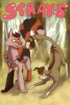 anonymous_artist blush comic cover cover_art cover_page crouching duo fan_character felid feline female female/female feral forest hi_res lordosis mammal outside plant standing text tree 