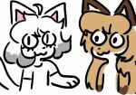 animated anthro averi_(fiddleafox) brown_body brown_fur canid canine domestic_cat duo felid feline felis female female_anthro fox fur gloves_(marking) hair mammal markings tagme unknown_artist unknown_character white_body white_fur 
