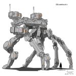 artist_name cable chiba_shinichi dated highres mecha no_humans original robot science_fiction shadow silhouette size_comparison walker white_background 