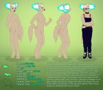  anthro behind_the_lens chinchilla chinchillid clothing description eyewear female flower footwear germees glasses high_heels highlights_(coloring) lightdevil mammal model_sheet nude plant ria_(behind_the_lens) rodent solo turnaround webcomic 
