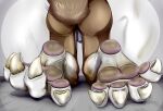  4_toes absurd_res anthro artist_muffinvinvin bodily_fluids canid canine canis character_aq cheesy dirt domestic_dog feet filth fox grime hi_res hybrid male mammal paws smelly soles solo stench sweat toejam toes unwashed visible_stench wolf 