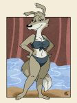  anthro blinky_bill_(series) breasts canid canine canis clothed clothing curvaceous curvy_figure daisy_dingo digital_media_(artwork) dingo female fur looking_at_viewer mammal scooterbark seductive smile solo swimwear voluptuous water 