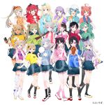  6+girls aizawa_ema aqua_hair asumi_sena black_hair black_pantyhose black_socks blonde_hair blue_eyes blue_hair brown_hair closed_mouth full_body green_eyes green_hair grey_hair hanabusa_lisa highres ichinose_uruha kaga_nazuna kaga_sumire kaminari_qpi kisaragi_ren_(vtuber) kogara_toto komori_met kurumi_noah light_brown_hair loafers long_hair looking_at_viewer loose_socks multicolored_hair multiple_girls nekota_tsuna official_art omutatsu one_eye_closed open_mouth pantyhose pink_eyes pink_hair pink_socks purple_eyes purple_hair red_eyes red_hair shinomiya_runa shirt shoes short_hair short_sleeves simple_background smile socks streaked_hair tachibana_hinano_(vtuber) thighhighs tongue tongue_out tosaki_mimi two-tone_hair virtual_youtuber vspo! white_background white_footwear white_socks white_thighhighs yakumo_beni yellow_eyes yumeno_akari 