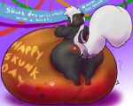  alvro anthro belly belly_expansion big_belly big_butt black_body bloated blocked_fart blush brown_body butt celebration expansion fart_denial footprint huge_butt hyper hyper_belly immobile male mammal mephitid nervous paint pawprint pawprint_marking rumbling_stomach skunk skunny_(alvro) solo swelling tail tape thick_thighs white_tail 
