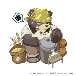  1:1 2023 anthro bear black_nose bottomwear clothing facial_hair humanoid_hands japanese_text kemono kinoshita-jiroh male mammal mustache ooe_senbee pants sengoku_puzzle shirt sitting slightly_chubby solo text topwear 