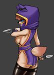  blue_eyes breasts crossgender female hi_res kennen_(lol) league_of_legends looking_at_viewer megi ninja ranged_weapon riot_games shuriken solo warrior weapon yordle 