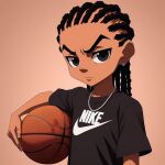  1boy ai-generated ball basketball_(object) black_hair looking_at_viewer monochrome nike non-web_source serious 