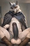  2023 abs anthro balls bandage bandaged_leg big_balls big_penis black_nose black_sclera bodily_fluids canid canine canis cape cape_only chest_tuft claws clothed clothing command cum cum_on_penis death_(puss_in_boots) detailed dialogue dreamworks ellipsis english_text erection foreskin fur genital_fluids genitals grey_body grey_ears grey_fur happy head_tilt hi_res humanoid_genitalia humanoid_penis katarhein long_penis looking_at_viewer male mammal manly mostly_nude mostly_nude_anthro mostly_nude_male multicolored_body multicolored_ears multicolored_fur muscular muscular_anthro muscular_male pecs penis portrait precum presenting presenting_balls presenting_penis puss_in_boots_(film) puss_in_boots_the_last_wish red_eyes shadow sharp_claws sharp_teeth sitting smile smiling_at_viewer solo spread_legs spreading talking_to_viewer teeth text thick_penis thick_thighs tuft vein veiny_penis white_body white_ears white_fur wolf 