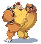  2023 analon_(artist) anthro armband balls barazoku belly biceps big_balls big_belly big_muscles big_penis bowser bracelet claws collar erection eyebrows flexing foreskin genitals hair hand_on_hip hi_res horn huge_balls huge_muscles huge_penis humanoid_genitalia humanoid_penis hyper hyper_genitalia hyper_penis jewelry koopa long_penis looking_at_viewer male mario_bros musclegut muscular muscular_anthro muscular_male nintendo nude overweight overweight_anthro overweight_male pecs penis scalie shadow shell simple_background smile solo spiked_armband spiked_bracelet spiked_collar spiked_shell spiked_tail spikes spikes_(anatomy) standing teeth thick_penis thick_thighs vein white_background 