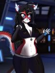  android anthro ara_(fluff-kevlar) blush blush_lines cybernetics cyborg felid feline female hi_res looking_away machine mammal robot smile solo tagme unknown_artist 