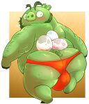  2023 angry_birds anthro beard belly big_belly blush bulge butt clothing domestic_pig facial_hair green_body haxsmack hi_res king_leonard male mammal overweight overweight_male solo suid suina sus_(pig) underwear 