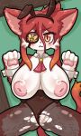  anthro areola big_areola big_breasts blush breasts bunny_costume cat_busters censor_bar clothing costume domestic_cat eye_patch eyewear fake_ears fake_rabbit_ears felid feline felis genitals hair hinozuki huge_areola inverted_nipples kemono legwear looking_at_viewer lying mammal matz_(pixiv) multicolored_body nipples on_back pantyhose pussy red_body red_hair solo sticker stockings torn_clothing torn_legwear torn_pantyhose torn_stockings two_tone_body white_body yellow_eyes 