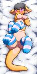  1:2 4_legs absurd_res anthro bent_legs big_breasts black_hair blush blush_lines body_pillow_design breast_grab breast_squeeze breast_squish breasts cameron_(psychpsyo) cel_shading clothing countershade_tail countershade_torso countershading dakimakura_design digital_drawing_(artwork) digital_media_(artwork) dipstick_legs dipstick_limbs featureless_breasts featureless_crotch female footwear front_view fur hair hand_on_breast hand_on_face herm_(lore) hi_res inner_ear_fluff legwear long_tail looking_at_viewer lying mammal multi_leg multi_limb multicolored_body multicolored_ears on_back orange_body orange_fur orange_tail pattern_clothing pattern_footwear pattern_legwear pattern_socks pattern_stockings pattern_thigh_highs pattern_thigh_socks paws pillow psychpsyo purple_eyes quadruped shaded signature socks soft_shading solo squish stockings striped_clothing striped_footwear striped_legwear striped_socks striped_stockings striped_thigh_highs striped_thigh_socks stripes tail tan_body tan_countershading tan_fur taur text thigh_highs thigh_socks tuft two_tone_body 