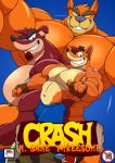  activision anthro bandicoot biceps bulge clothed clothing cover cover_art cover_page crash_bandicoot crash_bandicoot_(series) crunch_bandicoot group hi_res male mammal marsupial muscular muscular_male one_eye_closed pecs slash876 tiny_tiger topless trio wink 