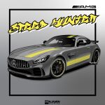  artist_name benjamin_(user_scjv3278) car grey_car highres mercedes-benz mercedes-benz_amg_gt motor_vehicle no_humans original signature spoiler_(automobile) sports_car vehicle_focus 