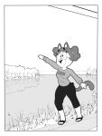  amy_(creator_ant) anthro balancing black_and_white clothing creator_ant domestic_cat feet felid feline felis female footwear grass happy hi_res lake mammal monochrome paws plant raised_arm relaxing shoes shrub sky smile solo tail toes tree water 