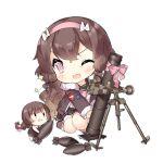  2girls :d ammunition artillery_fairy_(girls&#039;_frontline) badge black_sailor_collar black_skirt blush blush_stickers bomb bow bowtie braid brown_dress brown_footwear brown_hair brown_jacket button_badge chibi dress explosive fairy_(girls&#039;_frontline) full_body fur-trimmed_jacket fur_trim girls&#039;_frontline grin hair_bow hair_down hairband holding holding_bomb jacket kneeling long_hair long_sleeves looking_at_viewer mortar_(weapon) mortar_shell multiple_girls official_art one_eye_closed open_mouth pink_bow pink_bowtie pink_eyes pink_hairband pink_ribbon ribbon sailor_collar saru shirt shorts simple_background single_braid skirt slit_pupils smile sparkle third-party_source transparent_background v-shaped_eyes white_bow white_shirt white_shorts 