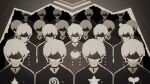  6+boys black_blindfold black_coat blindfold choker coat diamond_(shape) heart hineshika male_focus multiple_boys nier:automata nier_(series) short_hair star_(symbol) swirl white_hair yorha_no._9_type_s 