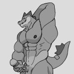  1:1 2023 abs anthro balls barazoku biceps butt cerraphim digital_media_(artwork) erection feraligatr foreskin generation_2_pokemon genitals glans grey_background greyscale hi_res humanoid_genitalia humanoid_penis male monochrome muscular muscular_anthro muscular_male navel nintendo nipples nude pecs penis pinup pokemon pokemon_(species) pokemorph pose retracted_foreskin simple_background smile solo tail teeth vein veiny_penis 