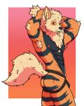  abs absurd_res accessory anthro anthrofied arcanine armpit_hair artsywoodpecker body_hair bulge butt canid canine clothing fluffy fluffy_tail generation_1_pokemon hair_accessory hi_res jockstrap looking_at_viewer looking_back male mammal muscular neck_tuft nintendo nipples pecs pokemon pokemon_(species) simple_background solo tail tuft tying_hair underwear 