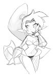  2018 breasts cleavage clothed clothing ear_piercing ear_ring female genie gkvalhalla hair hi_res humanoid humanoid_pointy_ears long_hair navel not_furry piercing ponytail ring_piercing shantae shantae_(series) simple_background sketch solo wayforward 