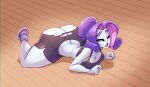  2023 big_breasts big_butt bigdad bodily_fluids breasts butt clothed clothing female friendship_is_magic hair hasbro huge_butt humanoid my_little_pony one_eye_closed purple_hair rarity_(mlp) solo sweat sweatdrop torn_clothing white_body white_skin 