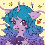  &lt;3 blue_hair bracelet bust_portrait detailed_background equid equine female feral fur hair hasbro hooves horn izzy_moonbow_(mlp) jewelry ling_ovo0127 long_hair mammal mlp_g5 my_little_pony portrait purple_body purple_eyes purple_fur purple_hooves smile solo unicorn unicorn_horn 