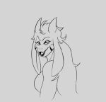  alternate_universe anthro black_and_grey boss_monster bovid breasts bust_portrait caprine deltarune eyeshadow facial_markings female goat grey_background hair head_markings horn lipstick long_hair looking_at_viewer makeup mammal markings medium_breasts monochrome portrait roccorox simple_background solo toriel toriel_(the_other_puppet) undertale undertale_(series) 