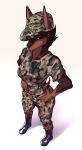  anthro astradoll breasts canid canine clothed clothing digital_media_(artwork) female fur hair headgear hi_res looking_at_viewer mammal military military_uniform millytary simple_background solo tail uniform white_background 