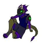  absurd_res bandanna biohound clothing digital_drawing_(artwork) digital_media_(artwork) digitigrade fan_character fur hi_res hoodie kerchief machine male prosthetic protogen purple_body purple_fur sitting solo topwear 