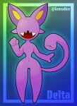  absurd_res alien ambiguous_gender anal_juice anthro anus bodily_fluids delta_(grossdice) eyeless female genitals grossdice hi_res navel puffy_anus sharp_teeth solo tail teeth unusual_anatomy unusual_genitalia 