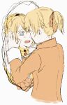  1boy 1girl aku_no_meshitsukai_(vocaloid) allen_avadonia bare_shoulders blonde_hair bow brooch brother_and_sister choker collared_jacket colored_eyelashes crying crying_with_eyes_open detached_collar different_reflection dress dress_bow evillious_nendaiki eye_contact face-to-face hair_bow high_ponytail interlocked_fingers jacket jewelry kagamine_len kagamine_rin looking_at_another mizuki73080853 off-shoulder_dress off_shoulder open_mouth orange_bow orange_jacket orange_ribbon reflection ribbon riliane_lucifen_d&#039;autriche sad short_ponytail siblings swept_bangs tearing_up tears twins updo vocaloid wavy_mouth yellow_bow yellow_choker yellow_dress 