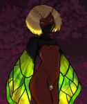  ass belly breasts bug butterfly dark_skin highres moitasart original pubic_hair small_breasts thighs white_hair wings 