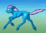  blue_body blue_fur blue_streak_(goldfur) cutie_mark earth_pony equid equine feral fetlocks foxenawolf fur goldfur&#039;s_cogsverse gradient_background hair hasbro hooves horse male mammal my_little_pony pony purple_eyes purple_hair simple_background smile solo young 