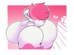  absurd_res anthro big_breasts big_butt breasts butt butt_focus dewy-eyedboy domestic_cat felid feline felis female fur hi_res huge_breasts huge_butt huge_thighs hyper hyper_breasts hyper_butt hyper_thighs looking_at_viewer looking_back mammal pink_body pink_eyes pink_fur rear_view smile solo standing tail thick_thighs unknown_character white_body white_fur 