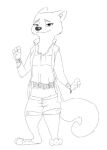  anthro black_nose bottomwear bracelet canid canine clothed clothing crossdressing digital_media_(artwork) disney fan_character fox full-length_portrait fur half-closed_eyes happy inner_ear_fluff jacket jewelry male mammal narrowed_eyes nonbinary_(lore) portrait pseudofox shorts simple_background sketch slim slim_male smile solo spoof_(artist) standing topwear trans_(lore) trans_woman_(lore) tuft white_background zootopia 