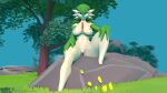  absurd_res anthro big_breasts breasts darwin_the_dog female gardevoir generation_3_pokemon genitals grass green_hair hair hand_on_knee hand_on_leg hi_res looking_at_viewer nintendo not_furry nude outside plant pokemon pokemon_(species) pussy rock sitting sitting_on_rock solo spread_legs spreading thick_thighs wide_hips 